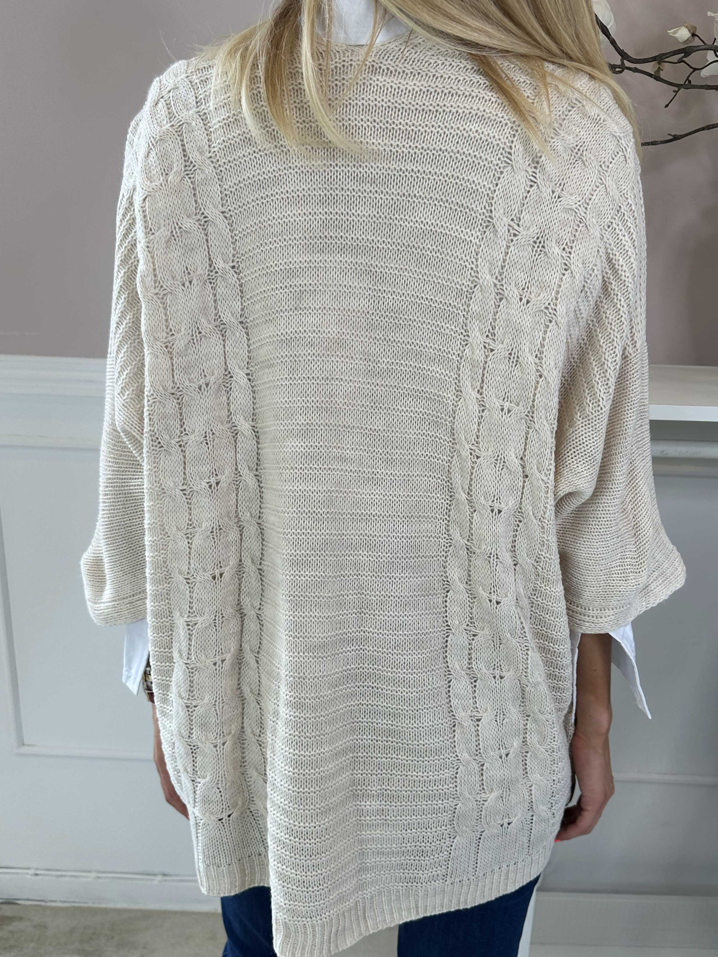 Avalon - Stickad cardigan med korta ärmar